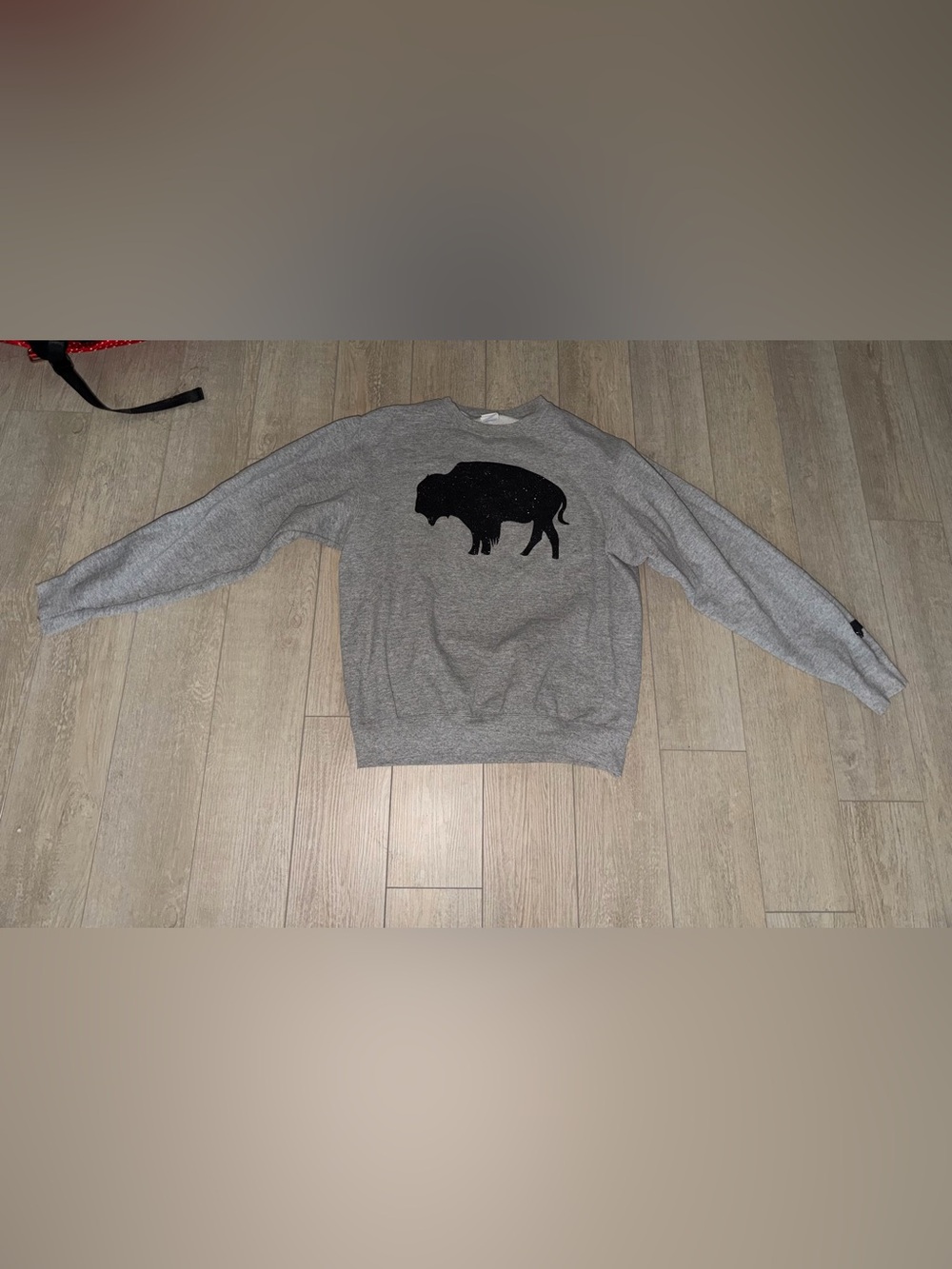 Port and Company Heather Gray Sweatshirt with Black Bison